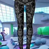 Black Damask Muster Women's Workout Leggings