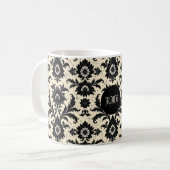 Black Damask on Sepia Kaffeetasse (Vorderseite Links)
