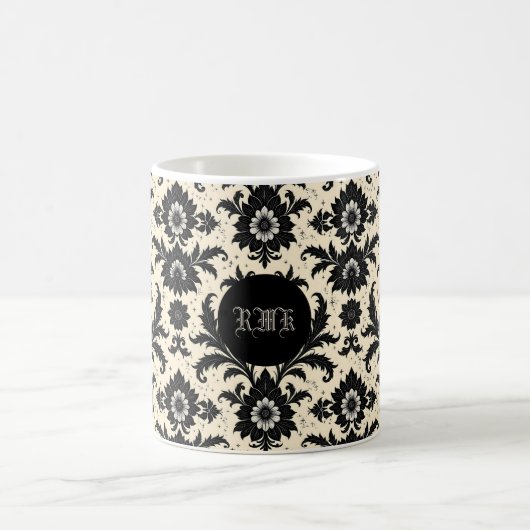 Black Damask on Sepia Kaffeetasse (Mittel)