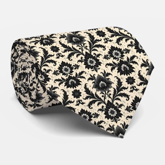 Black Damask on Sepia Krawatte (Gerollt)