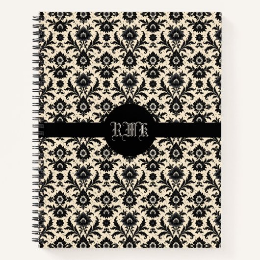 Black Damask on Sepia Notizblock (Vorderseite)