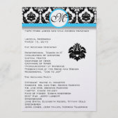 Black Damask on White Aqua Trim Wedding Program Programm (Vorderseite)