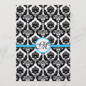Black Damask on White Aqua Trim Wedding Program Programm (Rückseite)