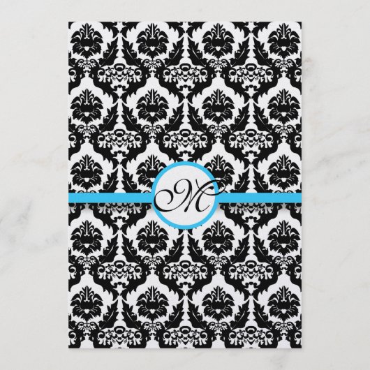 Black Damask on White Aqua Trim Wedding Program Programm (Rückseite)