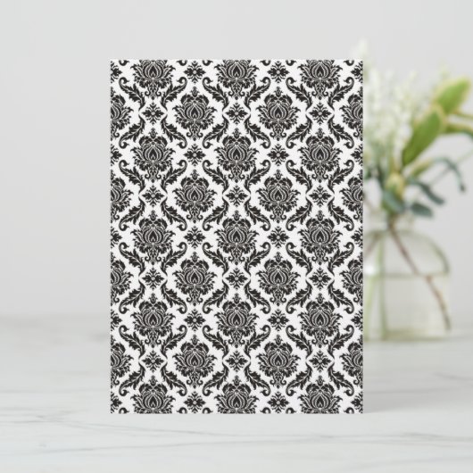 Black Damask on White Red Trim Wedding Program Programm (Stehend Vorderseite)