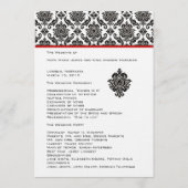 Black Damask on White Red Trim Wedding Program Programm (Rückseite)