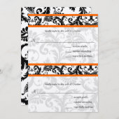 Black Damask Orange Trim UAWG Wedding Einladung (Vorne/Hinten)