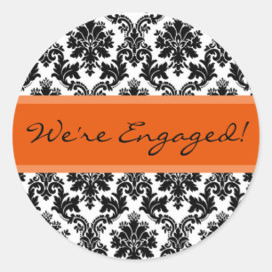 Black Damask & Orange Umschlag Aufkleber Gefälligk