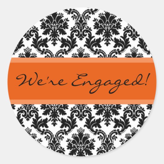 Black Damask & Orange Umschlag Aufkleber Gefälligk (Vorderseite)