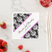 Black Damask Pink Monogram Wedding Paper Napkins Serviette (Beispiel)
