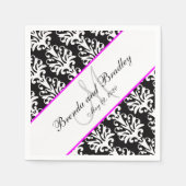 Black Damask Pink Monogram Wedding Paper Napkins Serviette (Vorderseite)