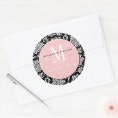 Black Damask Pink Monogram Wedding Sticker (Umschlag)
