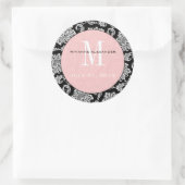 Black Damask Pink Monogram Wedding Sticker (Tasche)