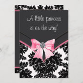 Black Damask Pink Princess Baby Dusche Einladung (Vorne/Hinten)