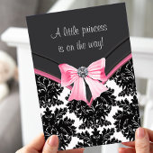 Black Damask Pink Princess Baby Dusche Einladung