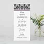 Black Damask Pink Wedding Menu Menükarte (Stehend Vorderseite)