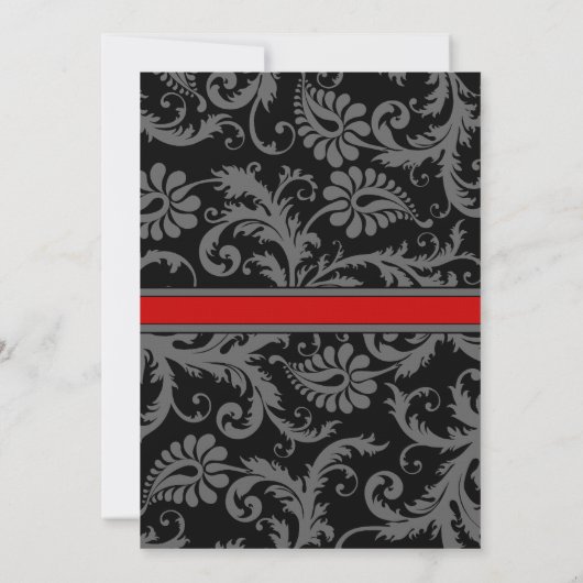 Black Damask Plum Hearts UAWG Wedding Einladung (Rückseite)