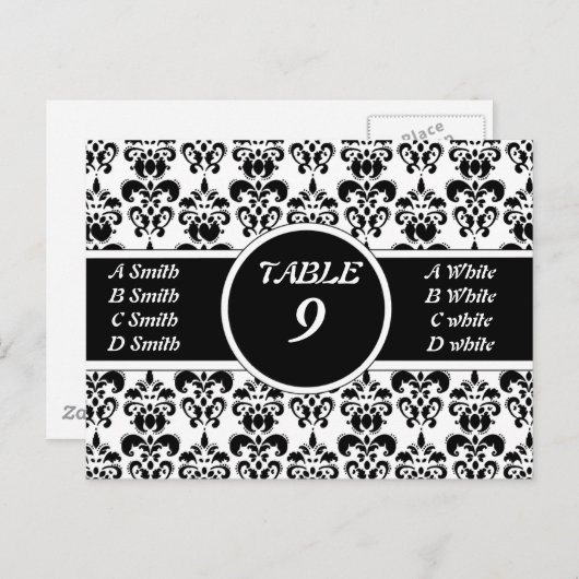 Black Damask Postkarte (Vorne/Hinten)