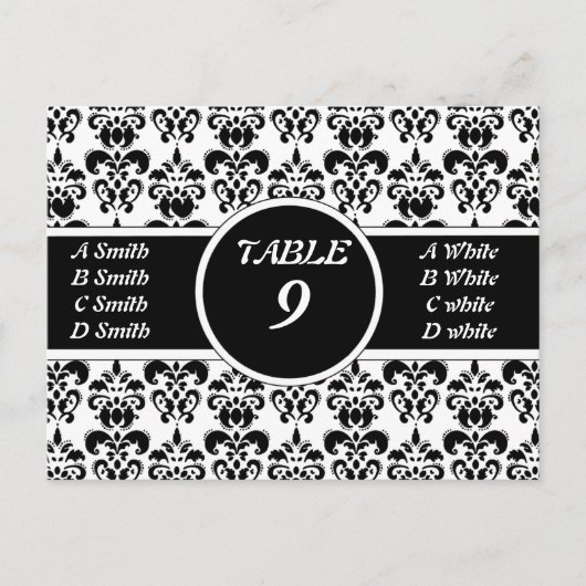 Black Damask Postkarte (Vorderseite)