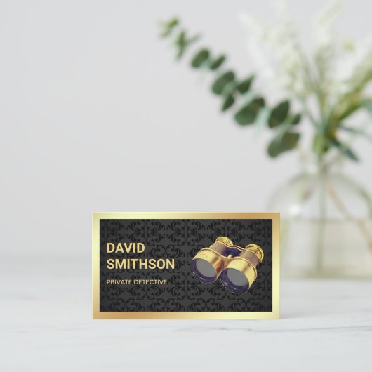 Black Damask Privatdetektiv Visitenkarte (Stehend Vorderseite)