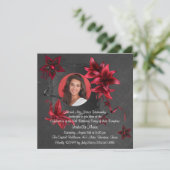 Black Damask Red Lilies Foto Quinceanera Einladung (Stehend Vorderseite)