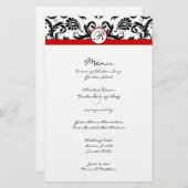 Black Damask Red Trim Wedding Menu (Vorne/Hinten)