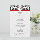 Black Damask Red Trim Wedding Menu (Stehend Vorderseite)