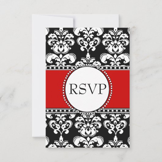Black Damask Red UAWG for Square Einladungen (Vorderseite)