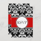 Black Damask Red UAWG for Square Einladungen (Vorne/Hinten)