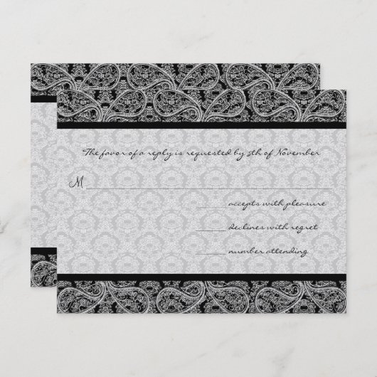 Black Damask Response Card- RSVP Karte