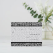 Black Damask Response Card- RSVP Karte (Stehend Vorderseite)