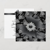 Black Damask Schwarz-weiß Sweet 16 Party Einladung (Vorne/Hinten)