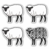 Black Damask Sheep Aufkleber (Vorderseite)