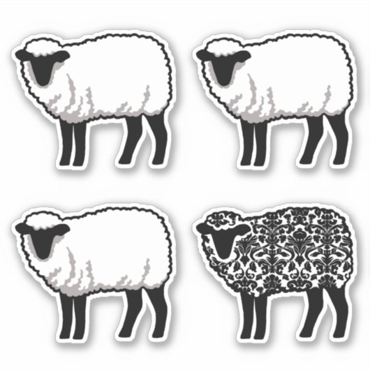 Black Damask Sheep Aufkleber (Vorderseite)