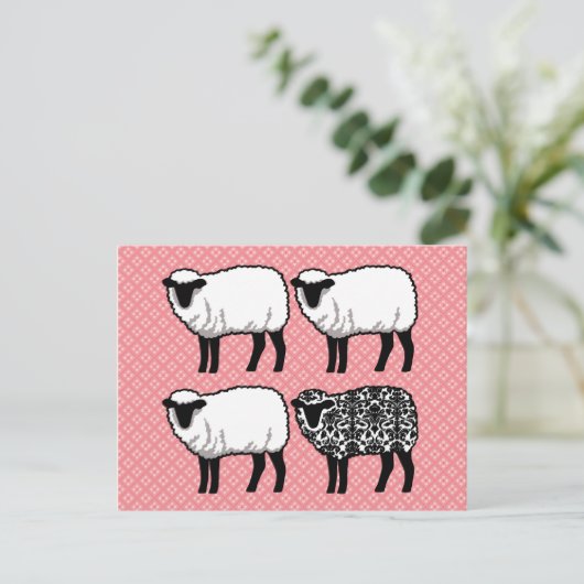 Black Damask Sheep Postkarte (Stehend Vorderseite)