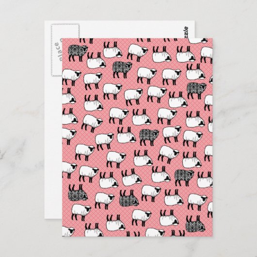 Black Damask Sheep Postkarte (Vorne/Hinten)