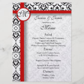 Black Damask Side Borders Red Trim Wedding Menu Menükarte (Vorderseite)