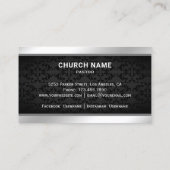 Black Damask Silberstreifen Jesus Christus Kreuzpa Visitenkarte (Rückseite)