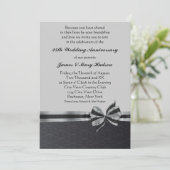 Black Damask Silver 25-jähriges Party Einladung (Stehend Vorderseite)