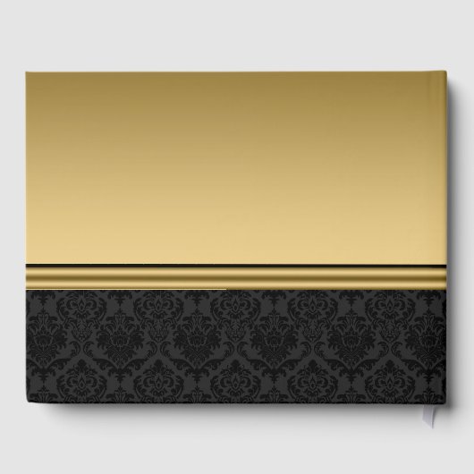 Black Damask Silver Gold Herz Gästebuch (Rückseite)