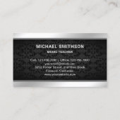 Black Damask Silver Violin Music Teacher Violinist Visitenkarte (Rückseite)