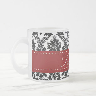 Black Damask Spitzen Mattiertes Glas Kaffee Tasse 