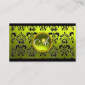 BLACK DAMASK SQUARE YELLOW GEMSTONE MONOGRAMM VISITENKARTE (Rückseite)