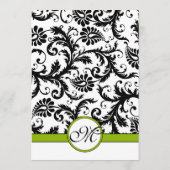 Black Damask Swirl Apple Green Wedding Menu Menükarte (Rückseite)