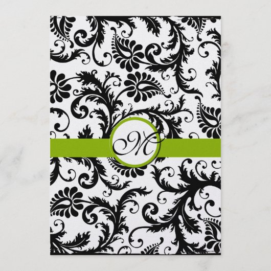 Black Damask Swirl Apple Green Wedding Program Programm (Rückseite)