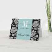 Black Damask Tiffany Monogram Wedding Danke (Vorderseite)