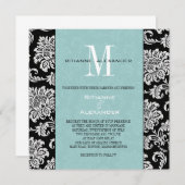 Black Damask Tiffany Monogram Wedding Einladung (Vorne/Hinten)