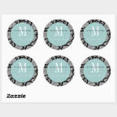 Black Damask Tiffany Monogram Wedding Sticker (Blatt)