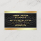 Black Damask Trendy Gold Foil High Heels Stilettos Visitenkarte (Rückseite)