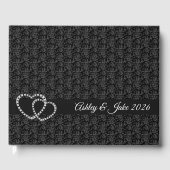 Black Damask-Two Hearts Gästebuch (Vorderseite)